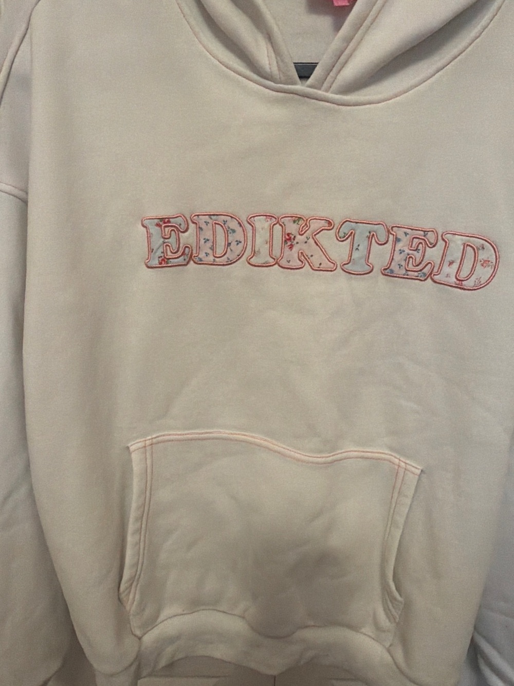 Edikted Light Pink Crewneck Sweatshirt with Embroidered Logo